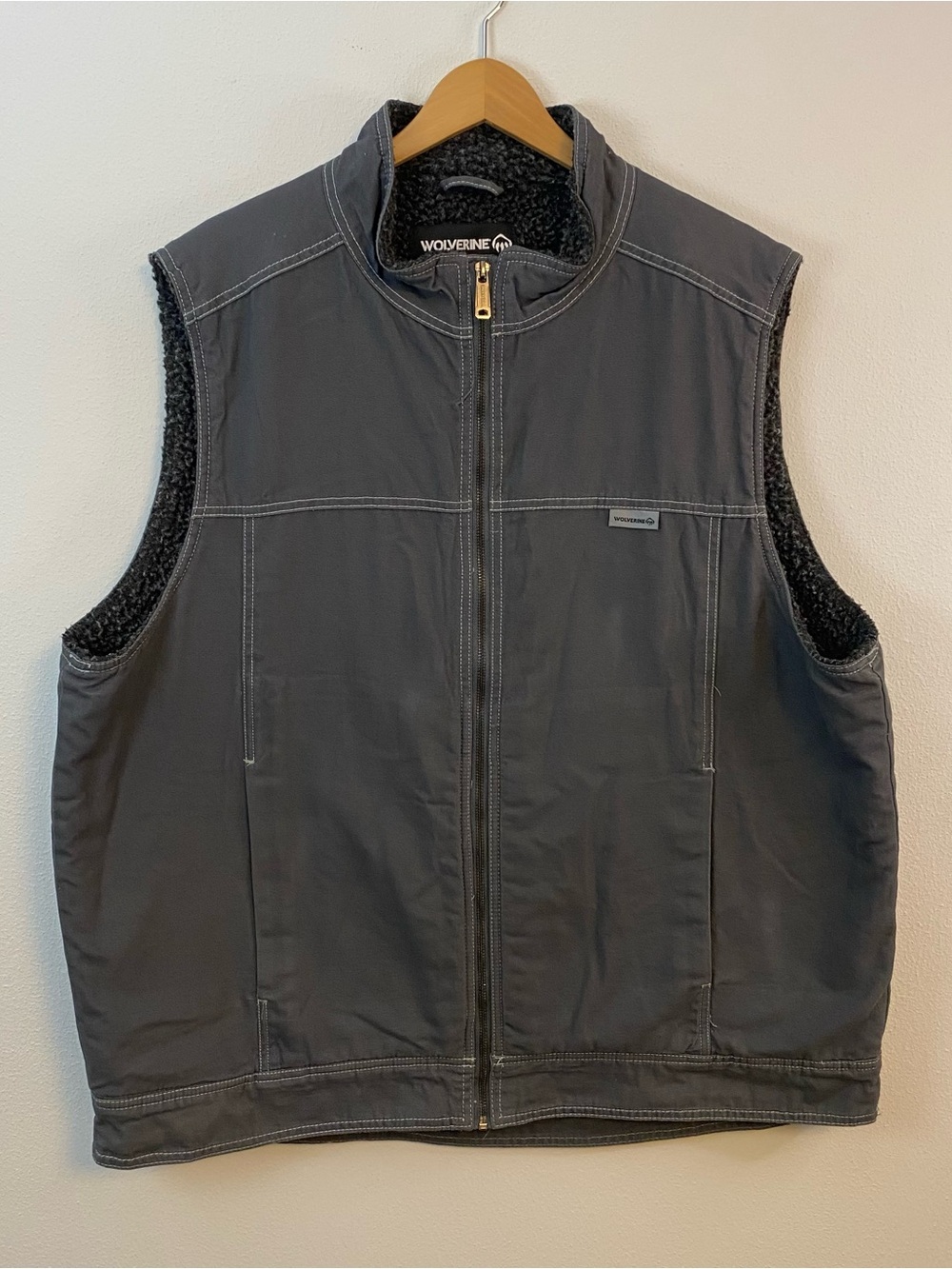 Wolverine Porter Sherpa Vest Gray Canvas Mens XXL